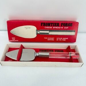 Frontier Forge Cheese Spread N Cut Stainless Steel Lucite Handle VTG Server